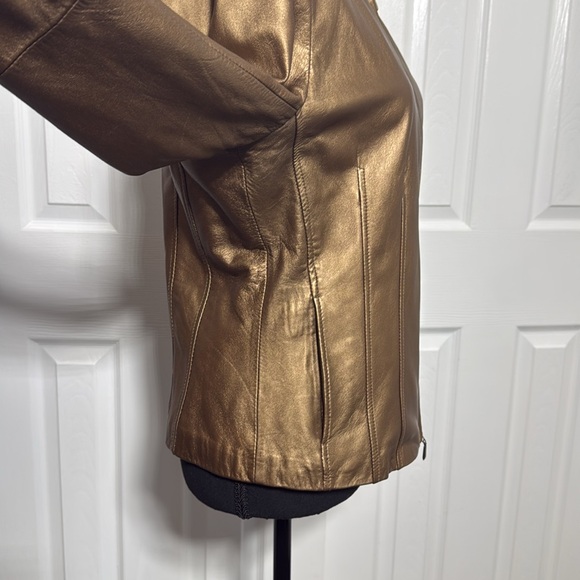 Vintage Coldwater Creek Metallic Leather Jacket - Size Small - Picture 8 of 10